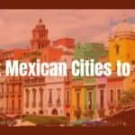 Vibrant Mexican cityscape with colorful buildings, historic architecture, and lively street market, sunny day, realistic.
