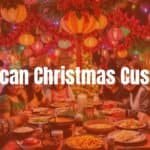 Mexican Christmas celebration, colorful decorations, family gathering, traditional foods like tamales, festive lights, lively atmosphere, realistic.
