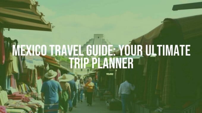 Colorful Mexican market with traditional textiles, pyramids in the background, vibrant and lively atmosphere, travel photography style.