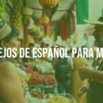 A traveler speaking Spanish with a local vendor in a bustling Mexican market, vibrant colors, lively atmosphere, realistic.