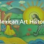 Vibrant Mexican mural art, blending ancient and modern styles, colorful and detailed, cultural heritage, historical influences, artistic expression.