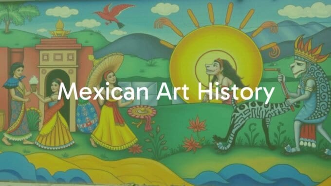 Vibrant Mexican mural art, blending ancient and modern styles, colorful and detailed, cultural heritage, historical influences, artistic expression.