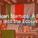Modern Mexican startup scene, vibrant office space with tech entrepreneurs working, laptops and digital screens, Mexican flag in background, lively and dynamic atmosphere, realistic style.