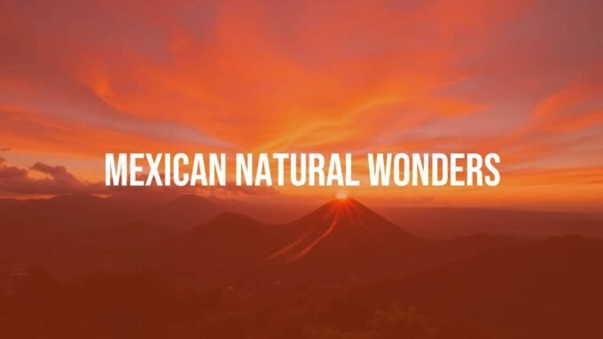 A breathtaking view of Paricutín volcano erupting at sunset, surrounded by lush Mexican landscape, vibrant colors, realistic.