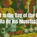 Colorful Día de los Muertos altar with marigolds, sugar skulls, and candles, vibrant and festive, traditional Mexican style.